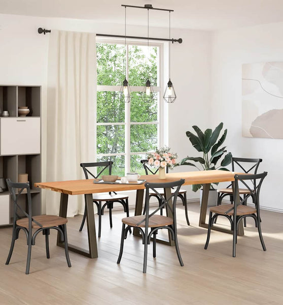 Esstisch Hellbraun 280x90x74 cm Massivholz Eiche Rechteckig