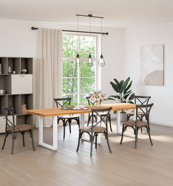 Esstisch Hellbraun 280x90x74 cm Massivholz Eiche Rechteckig