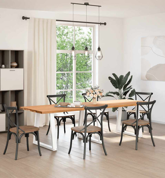 Esstisch Hellbraun 280x90x74 cm Massivholz Eiche Rechteckig