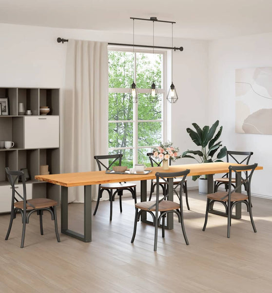 Esstisch Hellbraun 320x90x74 cm Massivholz Eiche Rechteckig