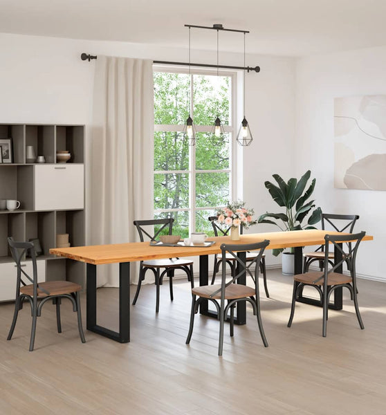 Esstisch Hellbraun 320x90x74 cm Massivholz Eiche Rechteckig