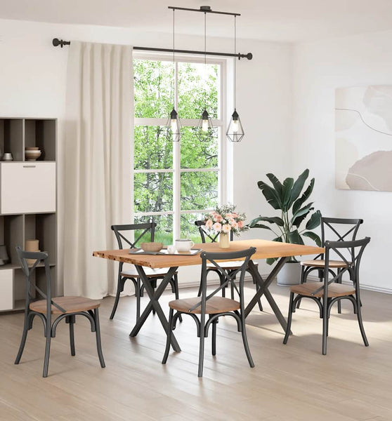 Esstisch mit Baumkanten 180x100x74 cm Massivholz Eiche Rechteck