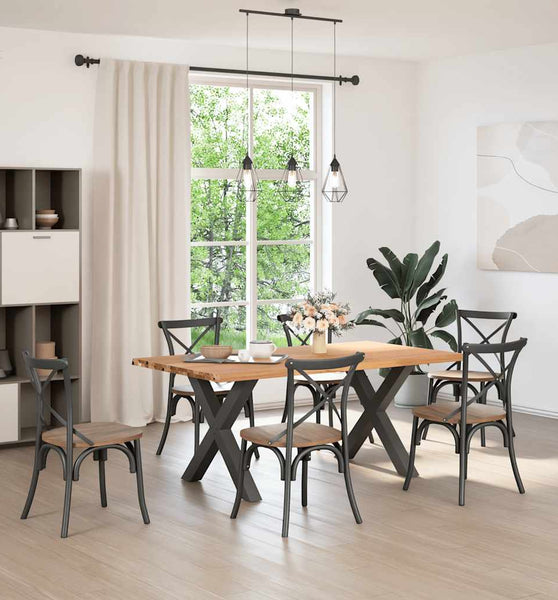 Esstisch mit Baumkanten 180x100x74 cm Massivholz Eiche Rechteck