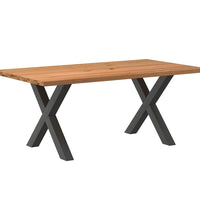 Esstisch mit Baumkanten 180x100x74 cm Massivholz Eiche Rechteck