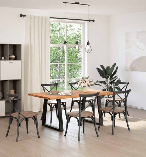 Esstisch mit Baumkanten 180x100x74 cm Massivholz Eiche