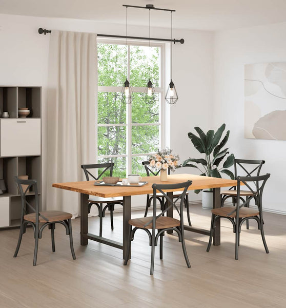 Esstisch Hellbraun 200x120x74 cm Massivholz Eiche Rechteckig