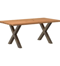 Esstisch mit Baumkanten 180x100x74 cm Massivholz Eiche Rechteck