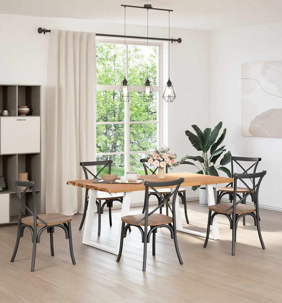 Esstisch mit Baumkanten 180x100x74 cm Massivholz Eiche Rechteck