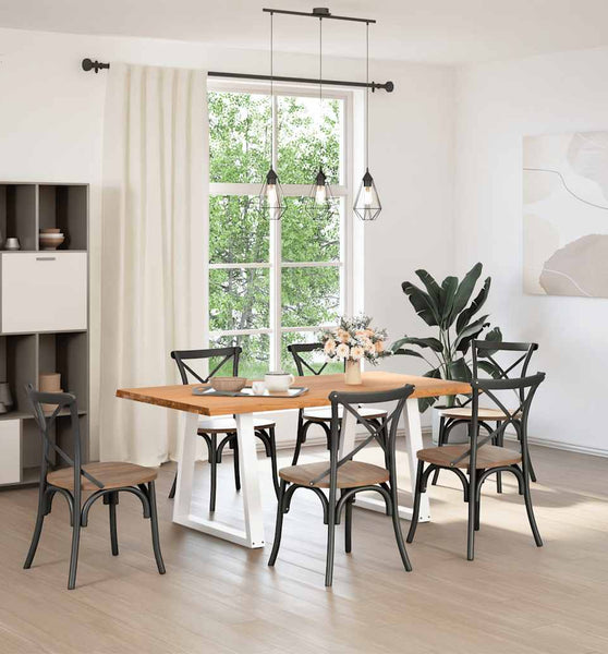 Esstisch mit Baumkanten 180x100x74 cm Massivholz Eiche