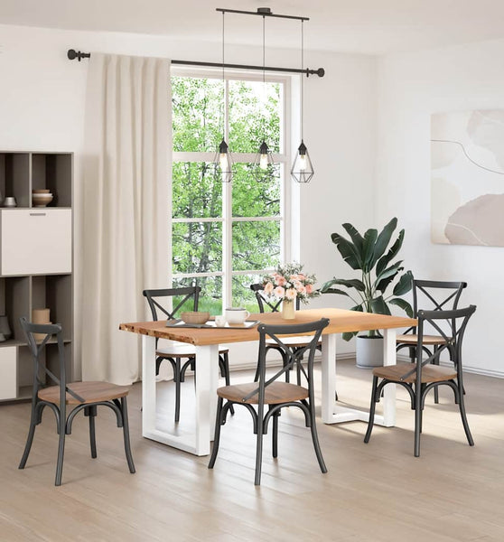 Esstisch mit Baumkanten 180x100x74 cm Massivholz Eiche Rechteck