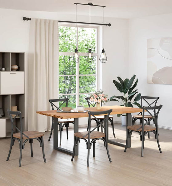 Esstisch mit Baumkanten 200x100x74 cm Massivholz Eiche Rechteck