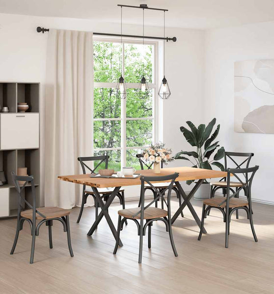 Esstisch mit Baumkanten 200x100x74 cm Massivholz Eiche Rechteck