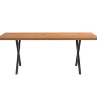 Esstisch mit Baumkanten 200x100x74 cm Massivholz Eiche Rechteck