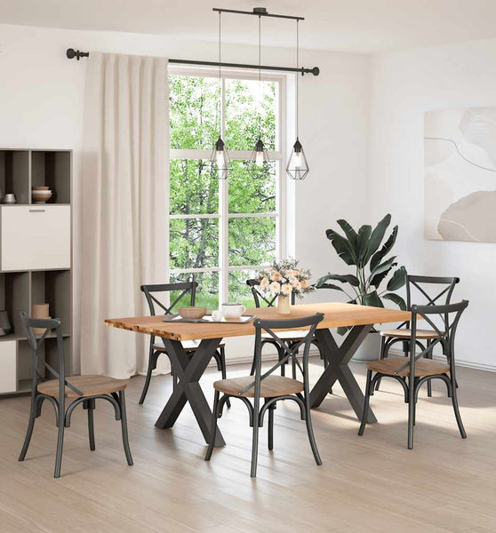 Esstisch mit Baumkanten 200x100x74 cm Massivholz Eiche Rechteck