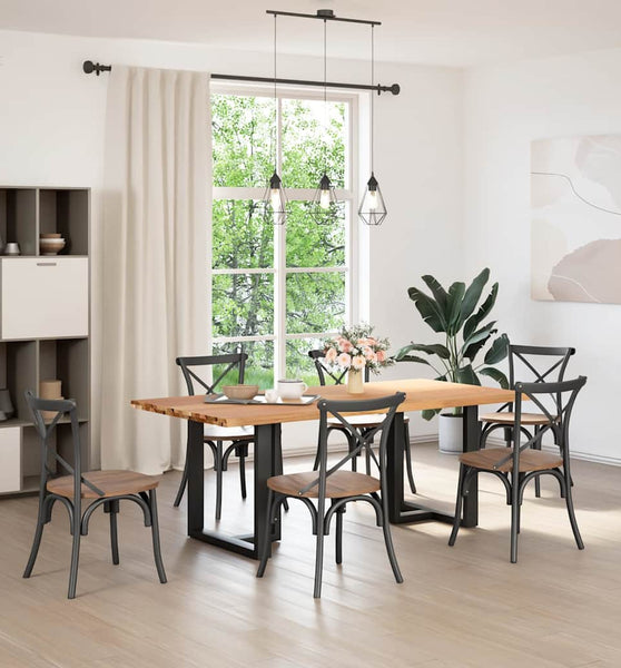 Esstisch mit Baumkanten 200x100x74 cm Massivholz Eiche Rechteck