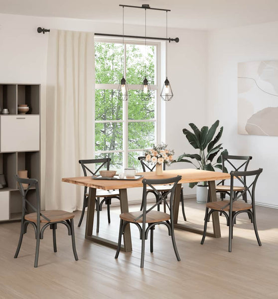 Esstisch mit Baumkanten 200x100x74 cm Massivholz Eiche