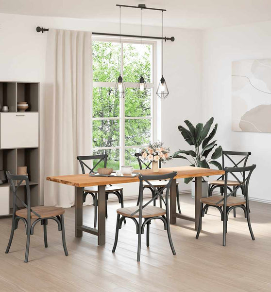 Esstisch mit Baumkanten 220x80x74 cm Massivholz Eiche