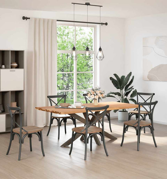 Esstisch mit Baumkanten 200x100x74 cm Massivholz Eiche Rechteck