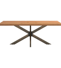 Esstisch mit Baumkanten 200x100x74 cm Massivholz Eiche Rechteck