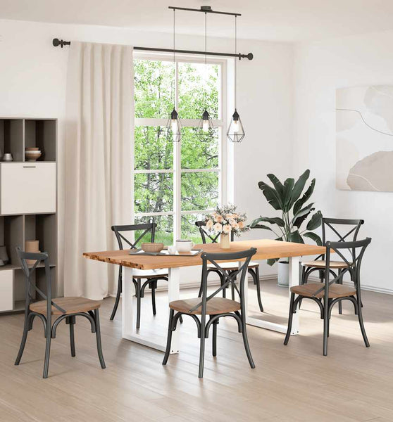 Esstisch mit Baumkanten 200x100x74 cm Massivholz Eiche Rechteck