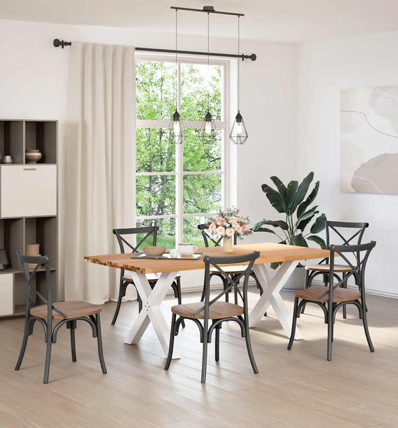 Esstisch mit Baumkanten 200x100x74 cm Massivholz Eiche Rechteck