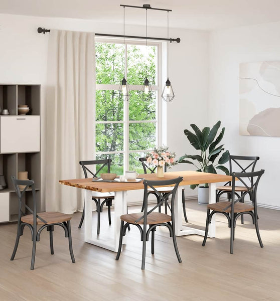 Esstisch mit Baumkanten 200x100x74 cm Massivholz Eiche Rechteck