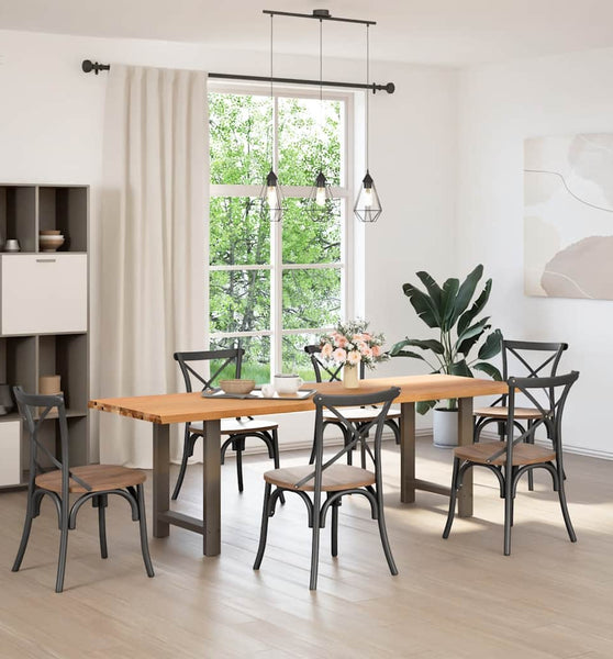 Esstisch mit Baumkanten 240x80x74cm Massivholz Eiche Rechteckig