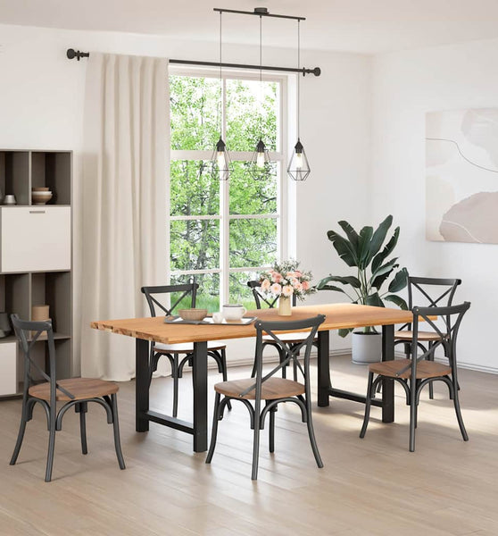 Esstisch Hellbraun 220x100x74 cm Massivholz Eiche Rechteckig