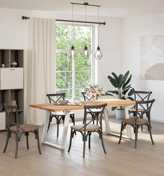 Esstisch Hellbraun 220x100x74 cm Massivholz Eiche Rechteckig