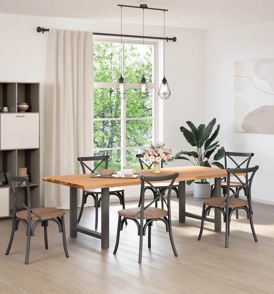 Esstisch Hellbraun 240x100x74 cm Massivholz Eiche Rechteckig