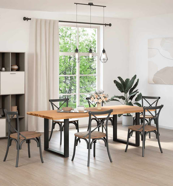 Esstisch Hellbraun 240x100x74 cm Massivholz Eiche Rechteckig