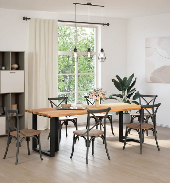 Esstisch Hellbraun 240x100x74 cm Massivholz Eiche Rechteckig