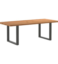 Esstisch mit Baumkanten 220x100x74 cm Massivholz Eiche Rechteck