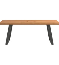 Esstisch mit Baumkanten 220x100x74 cm Massivholz Eiche Rechteck