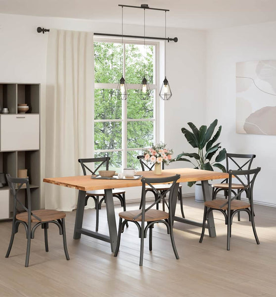 Esstisch mit Baumkanten 220x100x74 cm Massivholz Eiche Rechteck