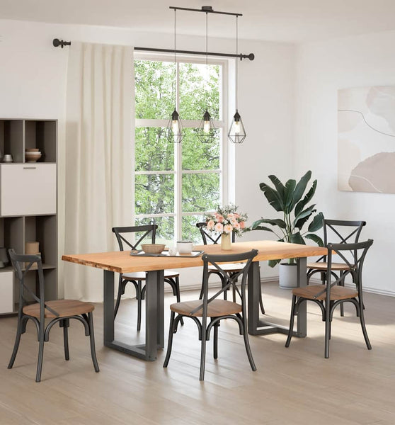 Esstisch mit Baumkanten 220x100x74 cm Massivholz Eiche Rechteck