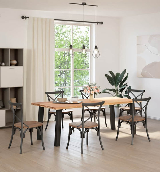 Esstisch mit Baumkanten 220x100x74 cm Massivholz Eiche Rechteck