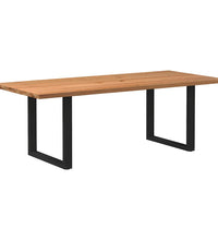 Esstisch mit Baumkanten 220x100x74 cm Massivholz Eiche Rechteck