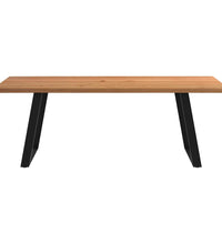 Esstisch mit Baumkanten 220x100x74 cm Massivholz Eiche Rechteck