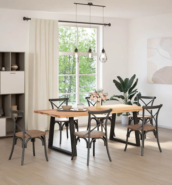 Esstisch mit Baumkanten 220x100x74 cm Massivholz Eiche