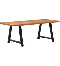 Esstisch mit Baumkanten 220x100x74 cm Massivholz Eiche Rechteck