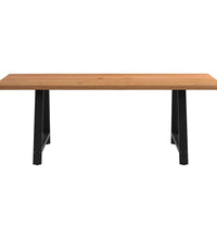 Esstisch mit Baumkanten 220x100x74 cm Massivholz Eiche Rechteck