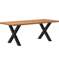 Esstisch mit Baumkanten 220x100x74 cm Massivholz Eiche Rechteck