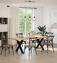 Esstisch mit Baumkanten 220x100x74 cm Massivholz Eiche Rechteck