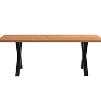 Esstisch mit Baumkanten 220x100x74 cm Massivholz Eiche Rechteck