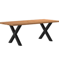 Esstisch mit Baumkanten 220x100x74 cm Massivholz Eiche Rechteck