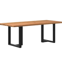 Esstisch mit Baumkanten 220x100x74 cm Massivholz Eiche Rechteck