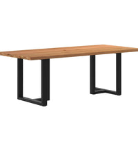 Esstisch mit Baumkanten 220x100x74 cm Massivholz Eiche Rechteck