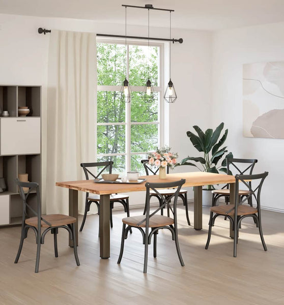 Esstisch mit Baumkanten 220x100x74 cm Massivholz Eiche Rechteck