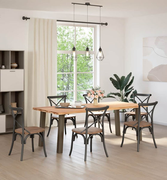 Esstisch mit Baumkanten 220x100x74 cm Massivholz Eiche Rechteck